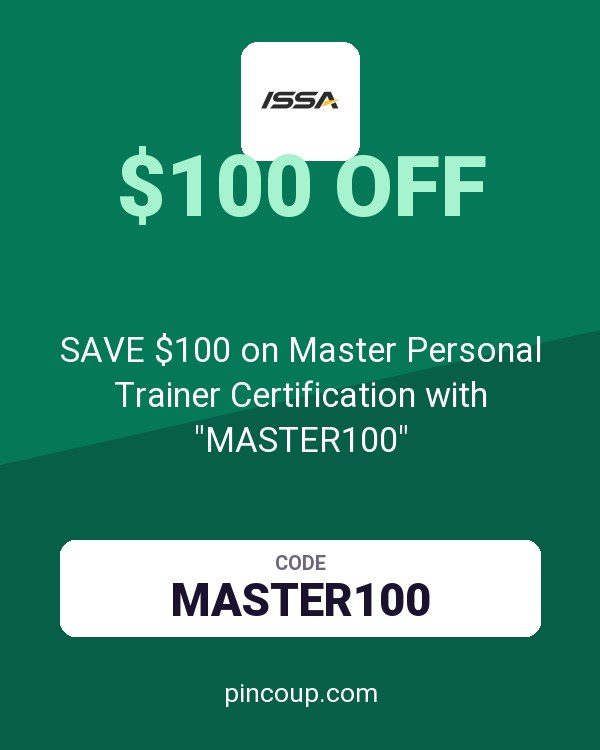 ISSA (International Sports Science Association) coupon: SAVE $100 on Master Personal Trainer Certification with "MASTER100"