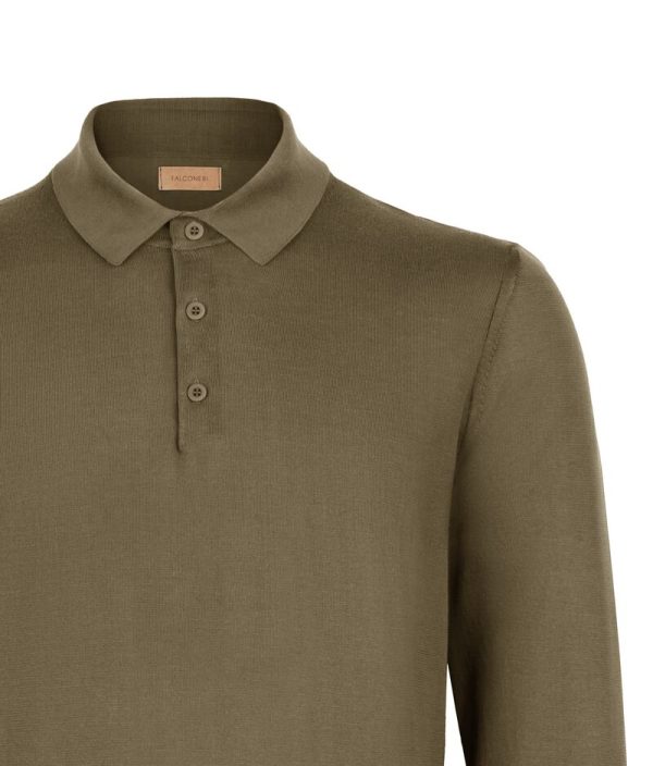 Falconeri Long-sleeved cotton polo shirt Man Jungle Size 58