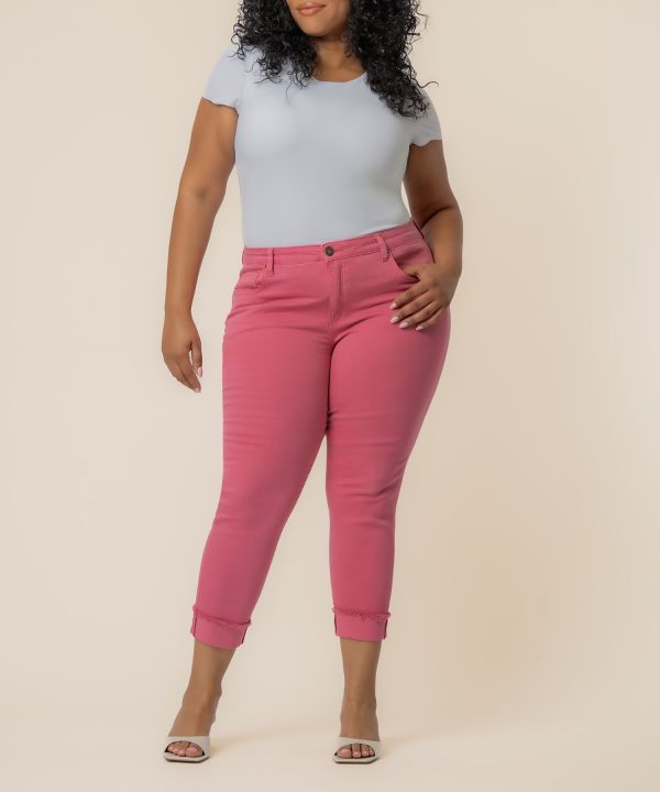 Amy Mid Rise Crop Straight Leg, Plus in Flamingo at Kut from the Kloth