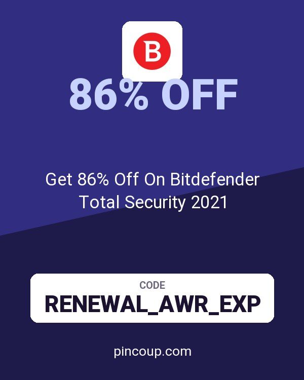 Get 86% Off On Bitdefender Total Security 2021