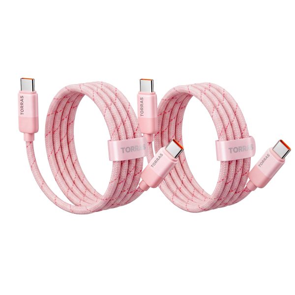 NeoCable 60W Fast Charging Cable 2-Pack (2m / 6.56ft) - pink at TORRAS
