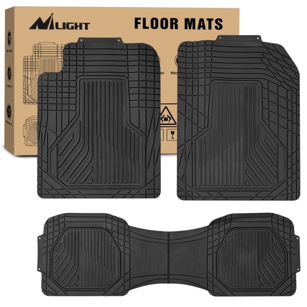 3Pcs Rubber Cargo Mats Universal Trim to fit Most Vehicles at Nilight Led Light