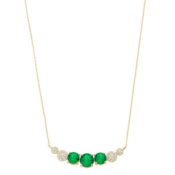 14k Gold Over Silver Green & White Cubic Zirconia 7-Stone Necklace, Women's, Size: 16", Gold Tone at Kohl's