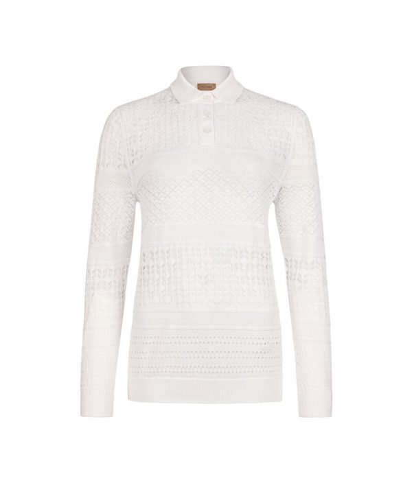 Falconeri Crocheted Cotton Polo Woman White Size XS