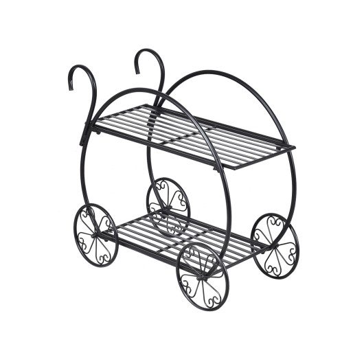 Heavy Duty Metal Flower Cart Plant Stand at Costway