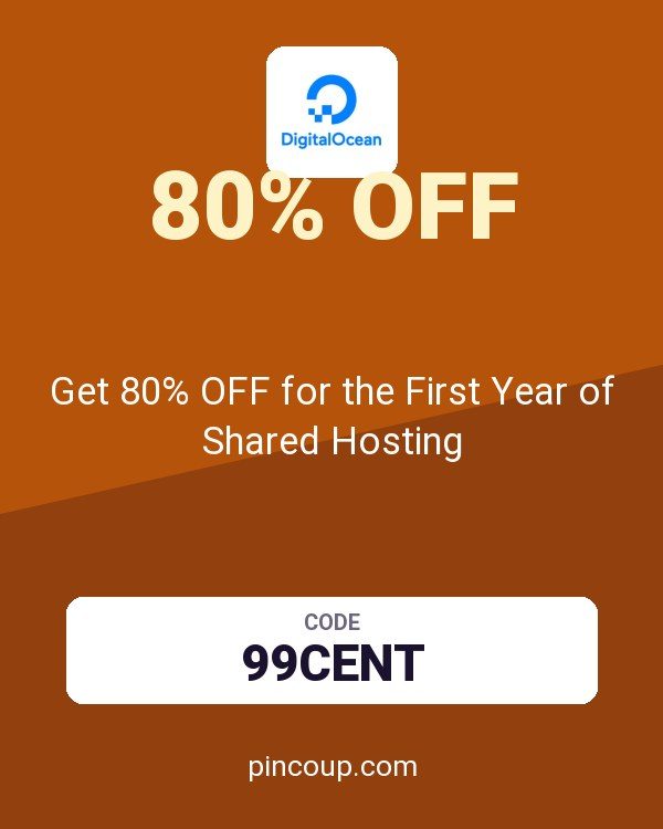 DigitalOcean coupon: Get 80% OFF for the First Year of Shared Hosting
