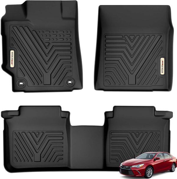 Custom Fit Floor Mats for 2015-2017 Toyota Camry (FWD Only) - 1st & 2nd Row All-Weather TPE Liners | Non-Hybrid Models at Oedro