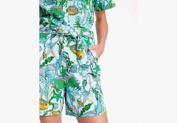 Kate Spade Under The Sea Tie-Waist Shorts, Low Tide - 14 at Kate Spade Outlet