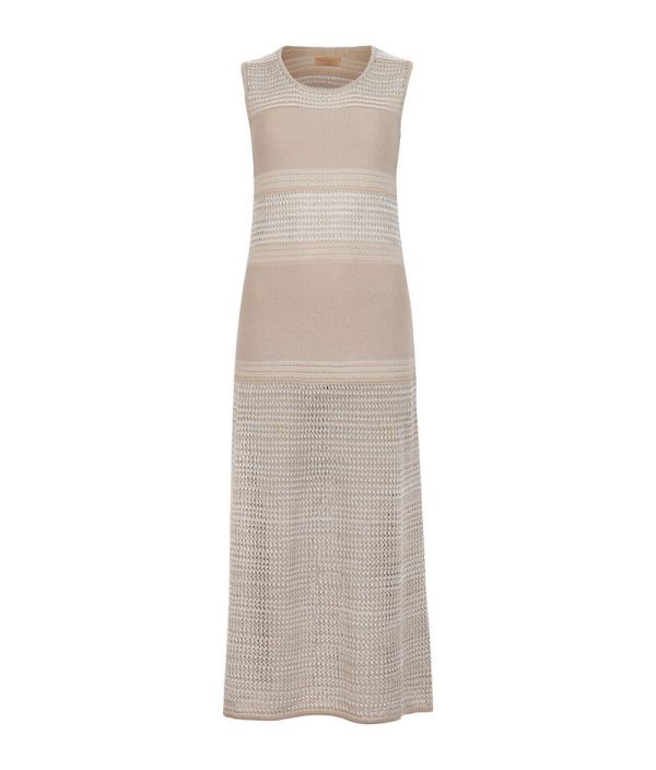Falconeri Cotton and Linen Rope Dress Woman Natural Lame' Size M