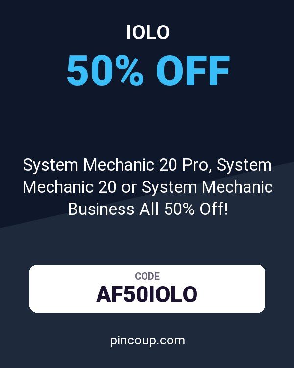 iolo coupon: System Mechanic 20 Pro, System Mechanic 20 or System Mechanic Business All 50% Off!