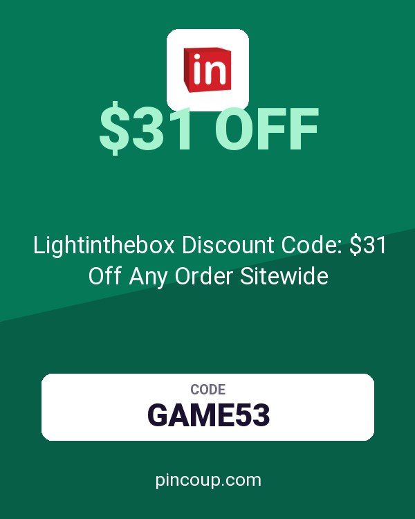 Lightinthebox Discount Code: $31 Off Any Order Sitewide