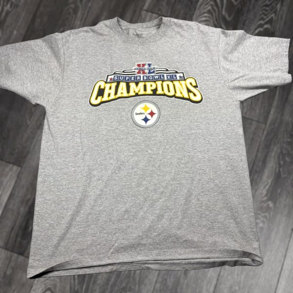 Vintage Reebok T-Shirt Mens 1XL Gray Pittsburgh Steelers Super Bowl 1XL Champions Graphic, Men's at Grailed