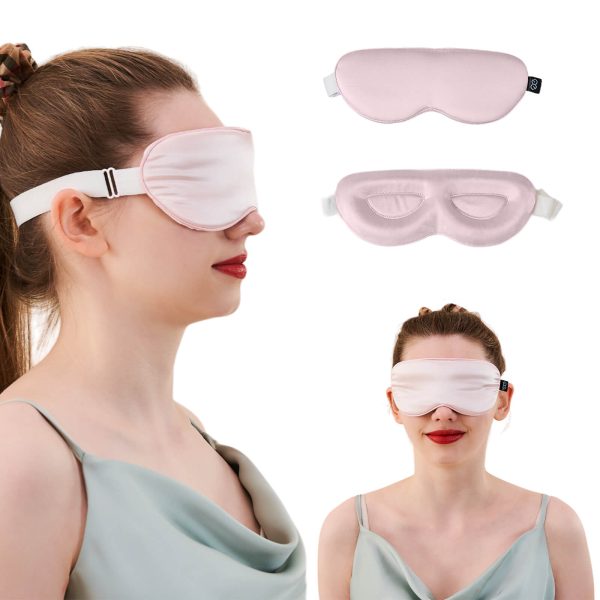 23MM Mulberry Silk 3D Contour Eye Mask with Sleeping Earplugs - Pink at Promeed