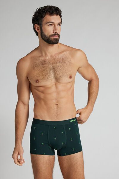 Intimissimi Palm Tree Print Superior Cotton Boxers Man Green Size 6