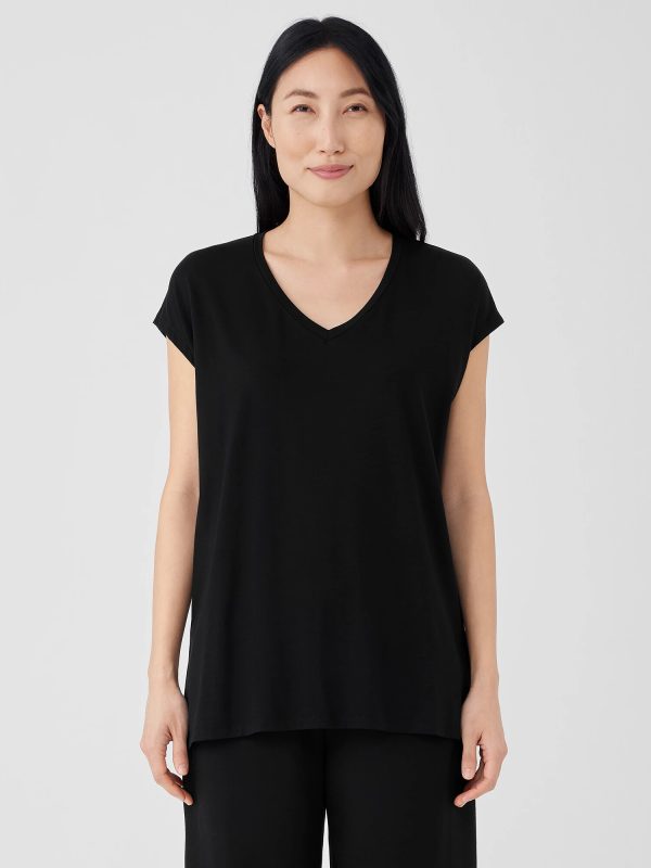 Fine Jersey V-Neck Top at EILEEN FISHER