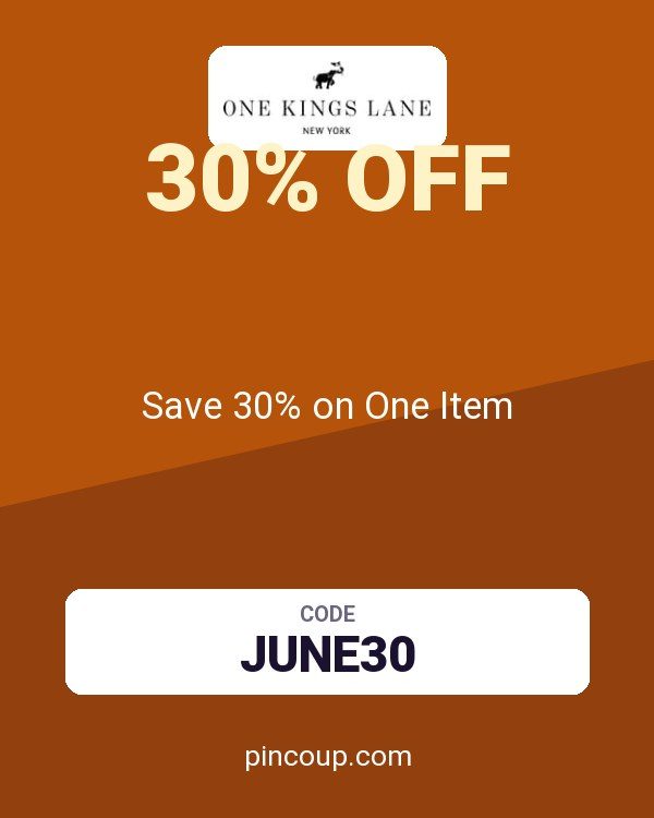 One Kings Lane coupon: Save 30% on One Item