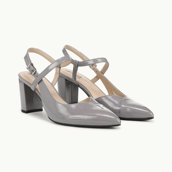 LifeStride Raelynn Strappy Pump Shoes (Ultimate Grey Patent Leather) Fabric 7.5 W