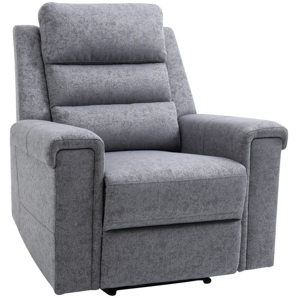 HOMCOM Modern Recliner Chair Linen Fabric Single Sofa Home Theater Seating with Overstuffed Armrest and Back, Grey at Aosom.com