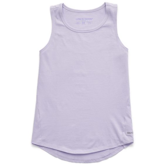 Life is Good Women's Solid Sleeveless High-Low Crusher Tank T-Shirt in Lilac Purple Size Small | 100% Cotton