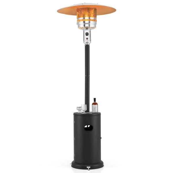 Costway - 50,000 BTU Patio Heater with Wheels Round Table Design & Stainless Steel Burner - Black at Best Buy