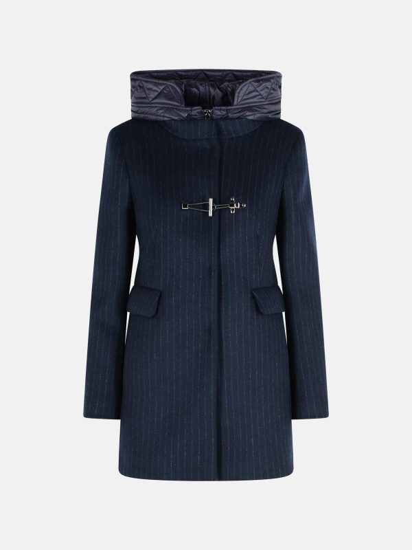 FAY Navy Wool Blend Coat at VALICO