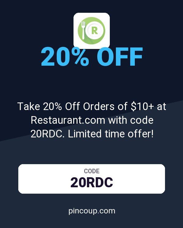 Take 20% Off Orders of $10+ at Restaurant.com with code 20RDC. Limited time offer!