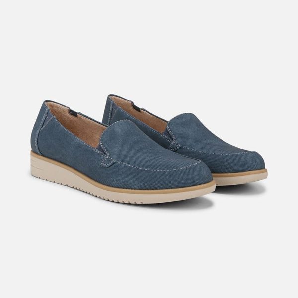 Soul Idea Moc Loafer Wedges, Indigo Faux Leather, 8.0M Slip-On, Round Toe at Naturalizer