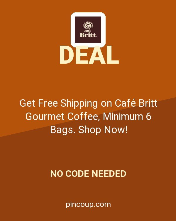 Cafe Britt coupon: Get Free Shipping on Café Britt Gourmet Coffee, Minimum 6 Bags. Shop Now!