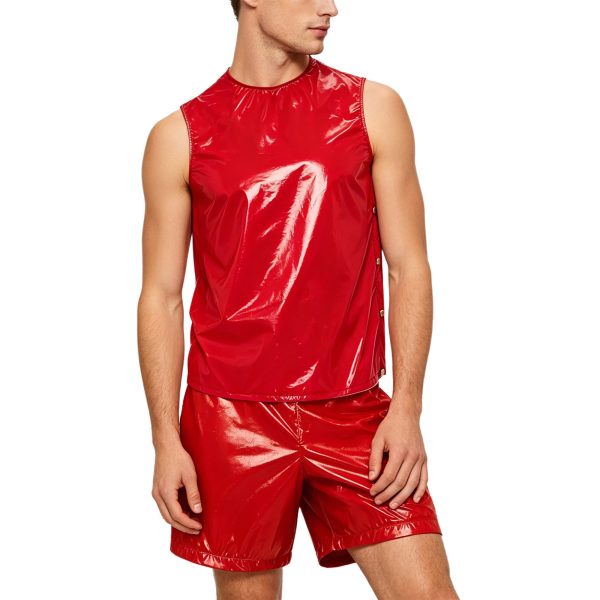 Mens Waterproof Sweat Tracksuit Sleeveless Tank Tops and Sides Buttons Boxer Shorts Workout Outfit for Senior Assisted Living at AliExpress