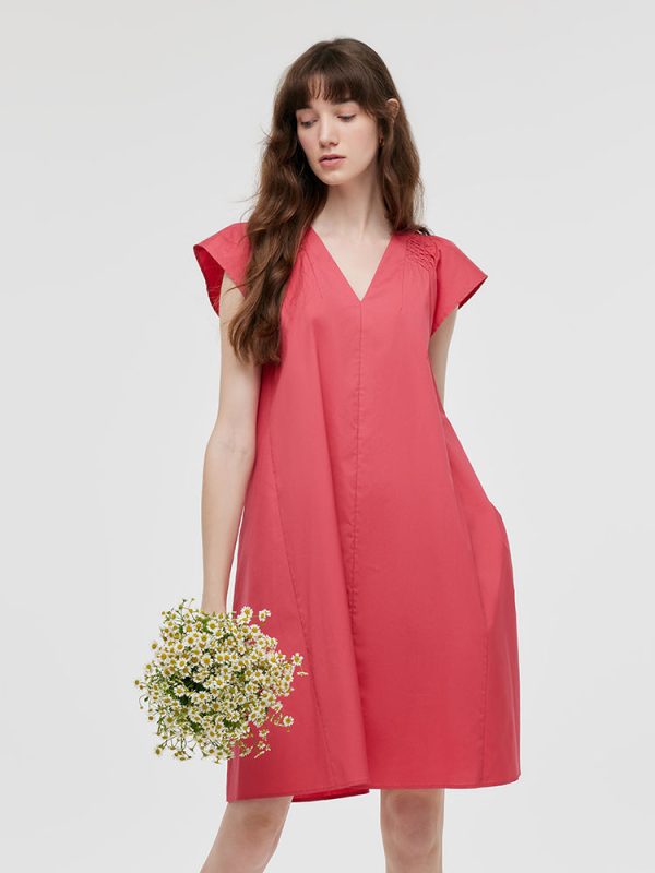V-Neck Women Mini Dress at GOELIA