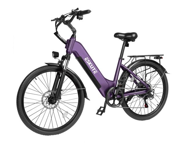 Eskute® C200 ST City Commuter Electric Bike - Purple / Bike at Eskute Ebikes
