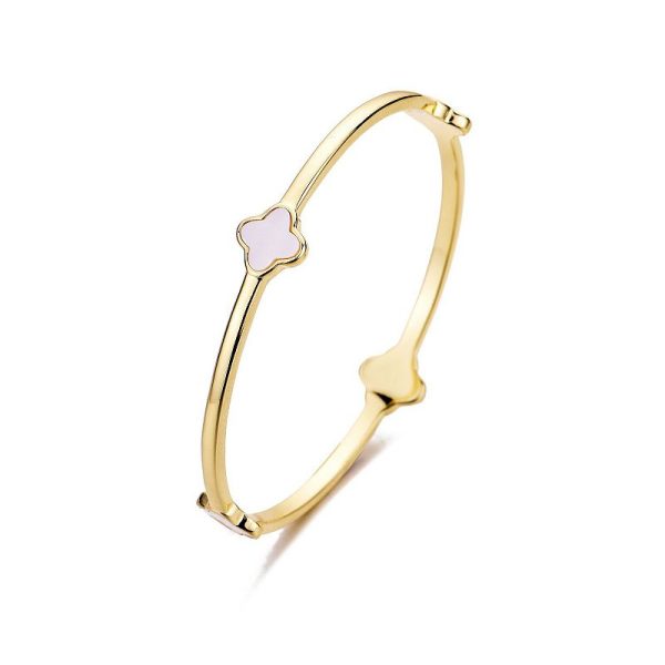 Adornia 14k Gold Plated Mother-Of-Pearl Clover Bangle, Women's, Size: 8", Gold Tone at Kohl's