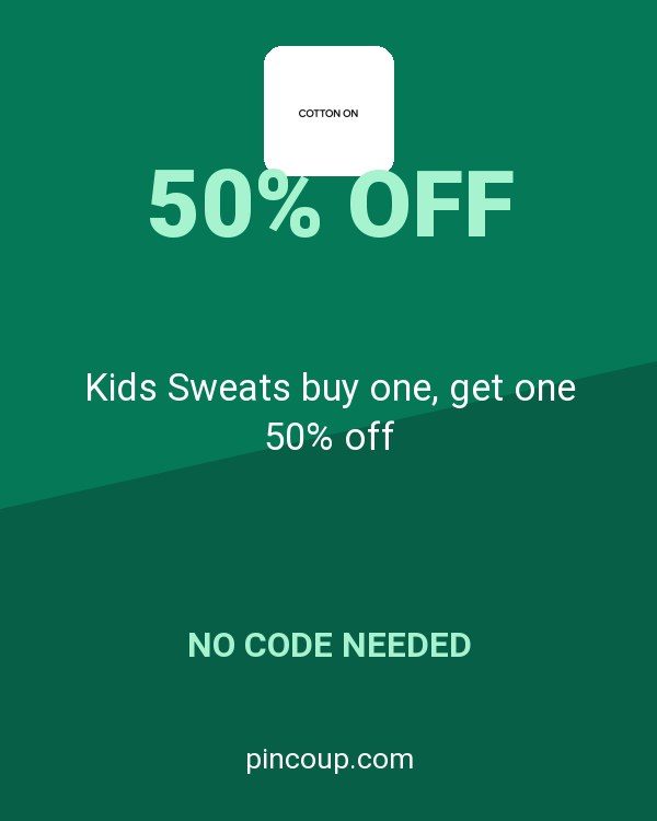 Cotton On coupon: Kids Sweats buy one, get one 50% off