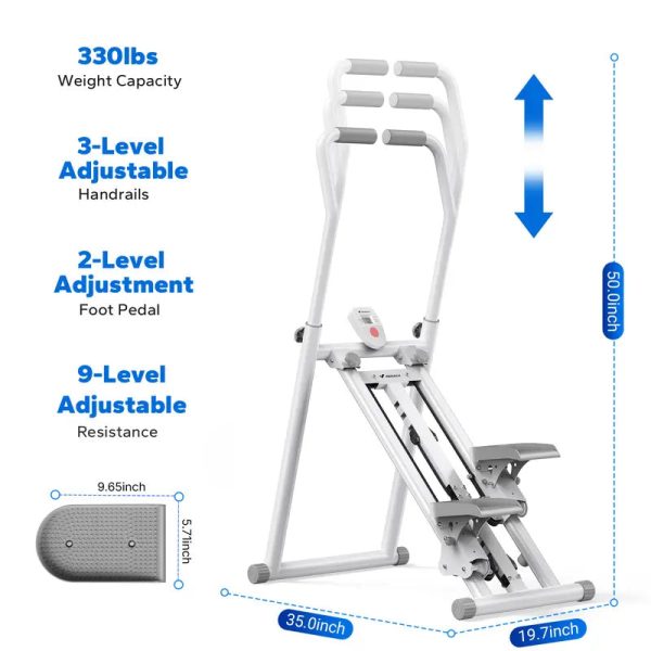 Folding Vertical Stair Stepper - StepMaster X – Intense & Extended / (Popular Choice)White at Merachfit