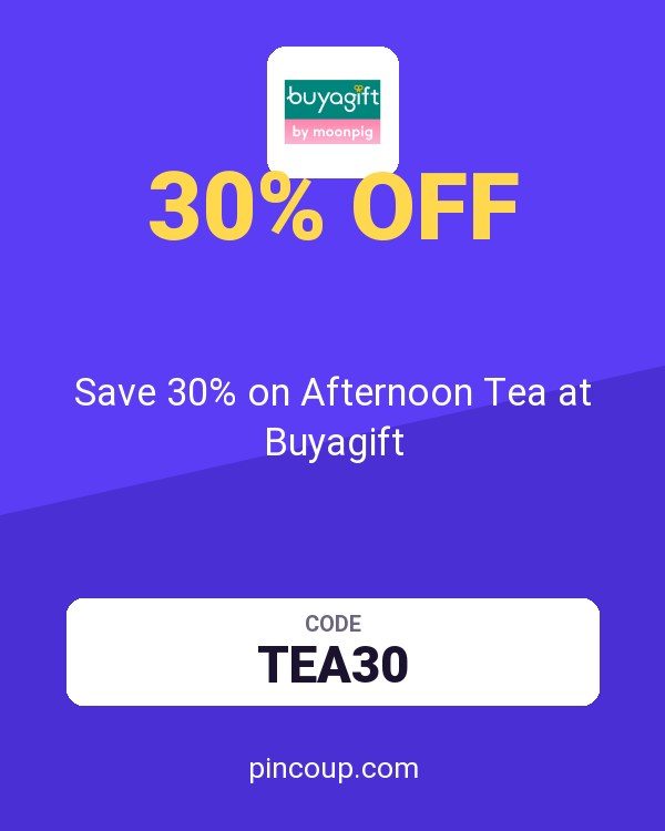 Buyagift.co.uk coupon: Save 30% on Afternoon Tea at Buyagift