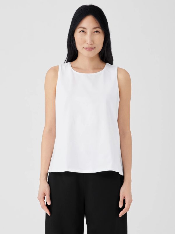 Stretch Jersey Knit Jewel Neck Tank at EILEEN FISHER
