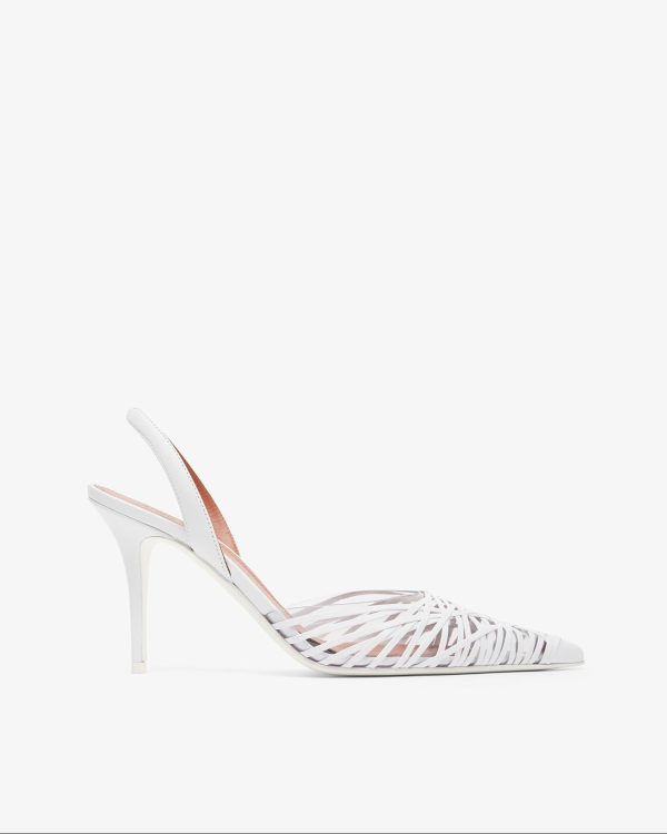 Lori 90 white nappa slingback pumps at Savannah's