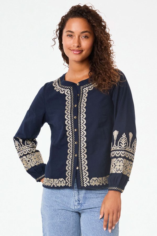 Metallic Cross Stitch Rigsby Top at Roller Rabbit