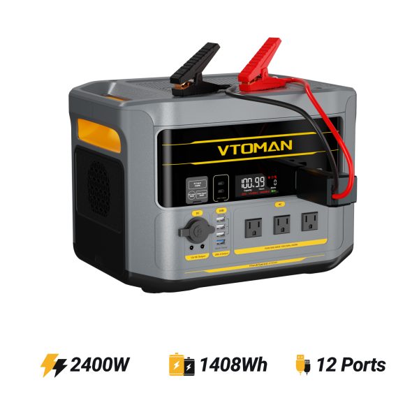 VTOMAN FlashSpeed 2400 V-BEYOND™ Portable Power Station with Jumper Cable - FlashSpeed 2400 + 400W Solar Panel / CA at VTOMAN US/CA