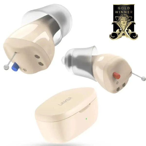 Linner Saturn Series mini-CIC OTC Hearing Aids - Saturn / beige gold at LINNER OTC Heraing Aids