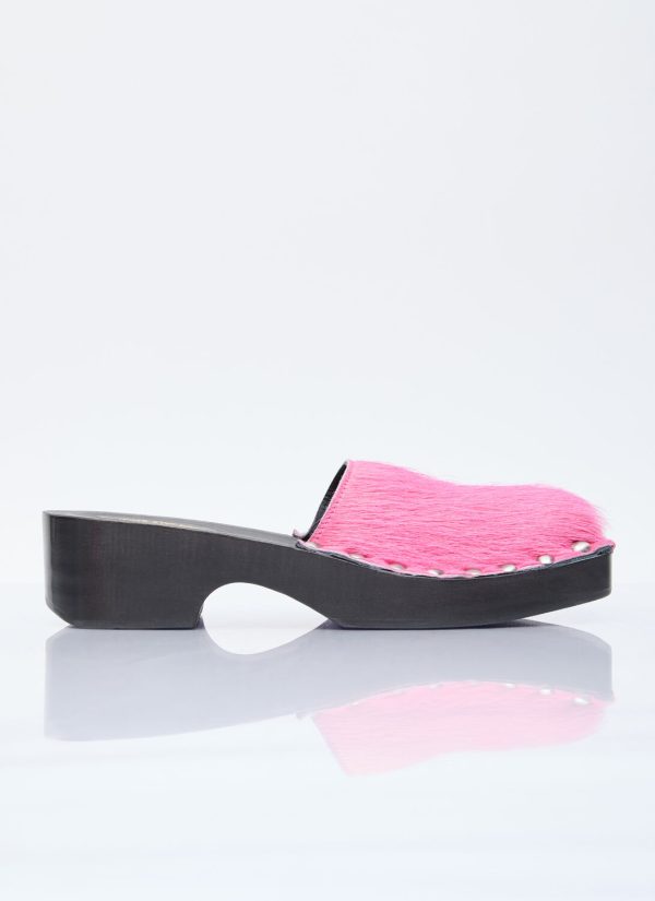 Acne Studios Hairy Wood Clogs - Woman Slip Ons Pink Eu - 37 at LN-CC