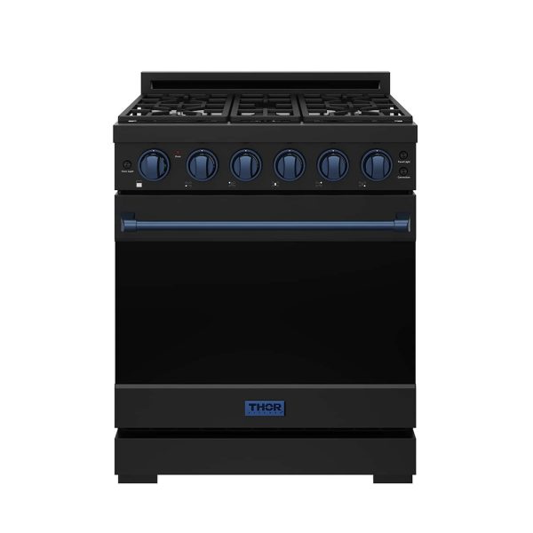 Gordon Ramsay Series by Thor Kitchen 4.55 Cu. Ft Freestanding Gas Range with Navy Blue Hardware - Black at Best Buy