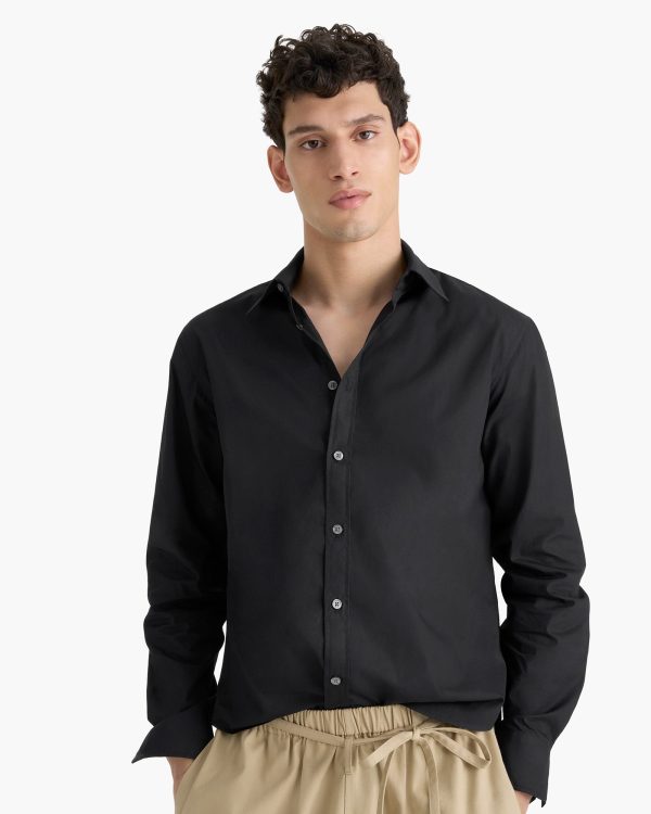 Men's Cotton Poplin Button Down Shirt in Black Size XL ATM Clothing at ATM Collection