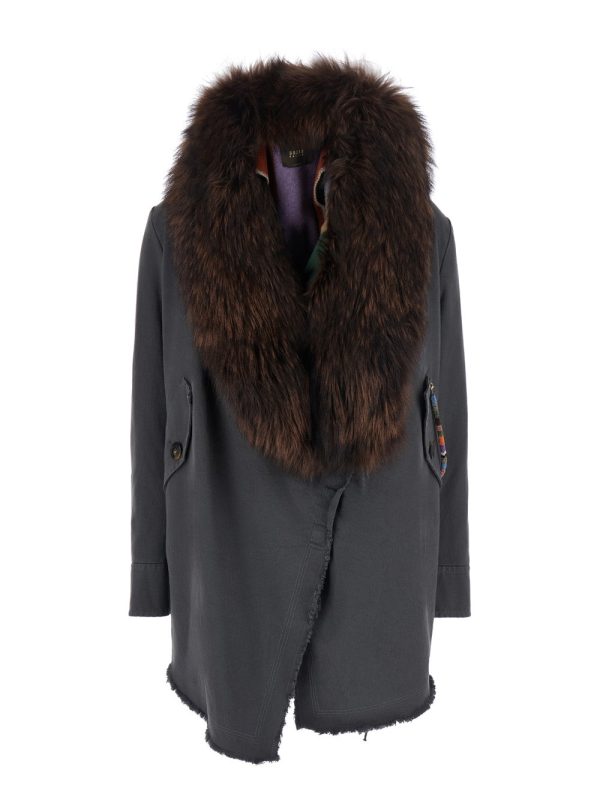 Bazar Deluxe Fur Collar Coat — Gray at italist.com