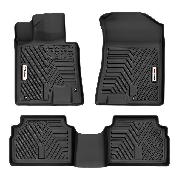 Black 1st & 2nd Row Floor Mats for 2020-2025 Hyundai Sonata / 2021-2025 Kia K5 (FWD Models Only) at Oedro
