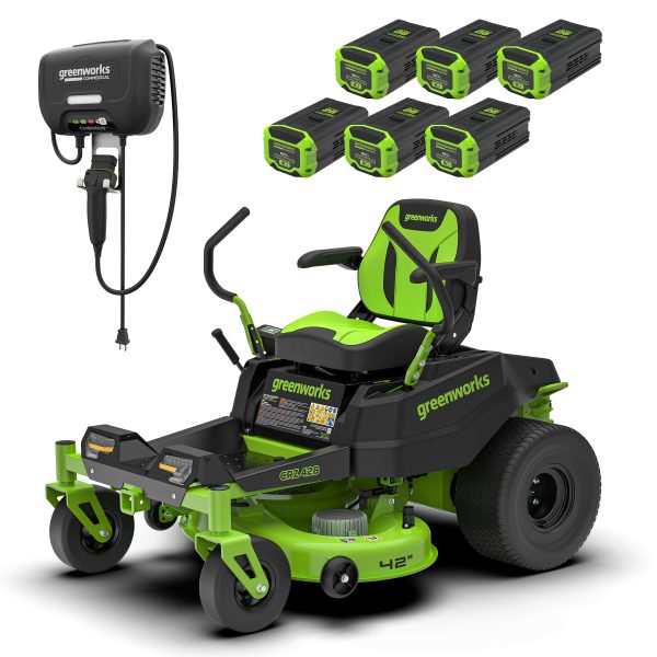82V 42" Cordless Battery CrossoverZ Zero Turn Lawn Mower: (6) 6.0 Ah Batteries, (1) 600W Wall Charger, CRZ4282 at Greenworks Tools
