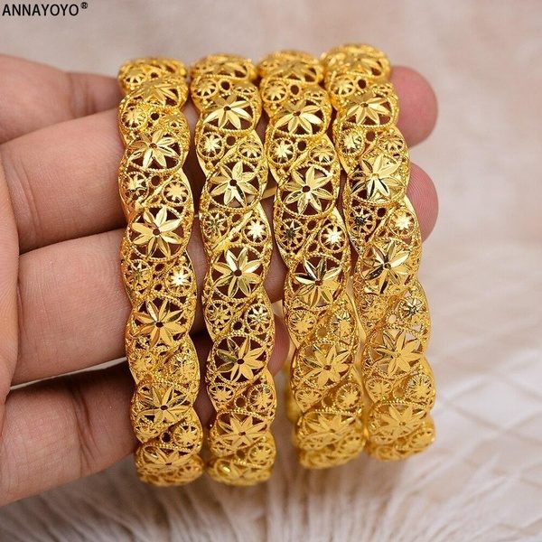 4Pcs/lot Ethiopian Africa Jewelry Gold Color Wedding Bangle for Women Dubai Bride Bracelet African Jewelry Middle East Items at Wish US & CA