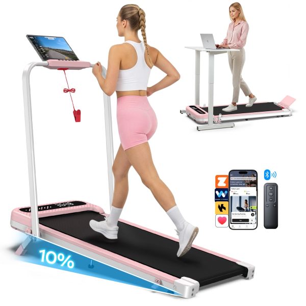 TM037 Pink Walking Pad Folding Treadmill With Incline at Wellfit Walking Pad&Treadmill
