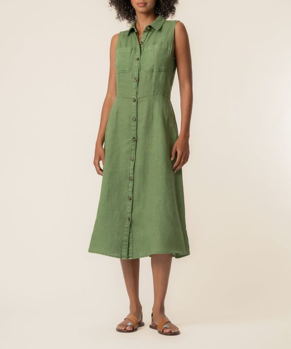 Bowie Linen Dress in Olive at Kut from the Kloth