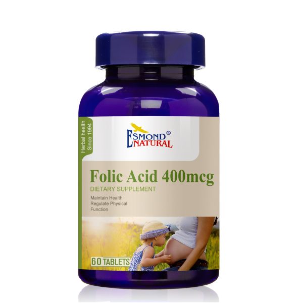 Folic Acid 400mcg (Pregnancy Support, Maintain Health Functions), USA, FDA, GMP, NPAC-400mcg, 60 Tablets at Esmond Natural